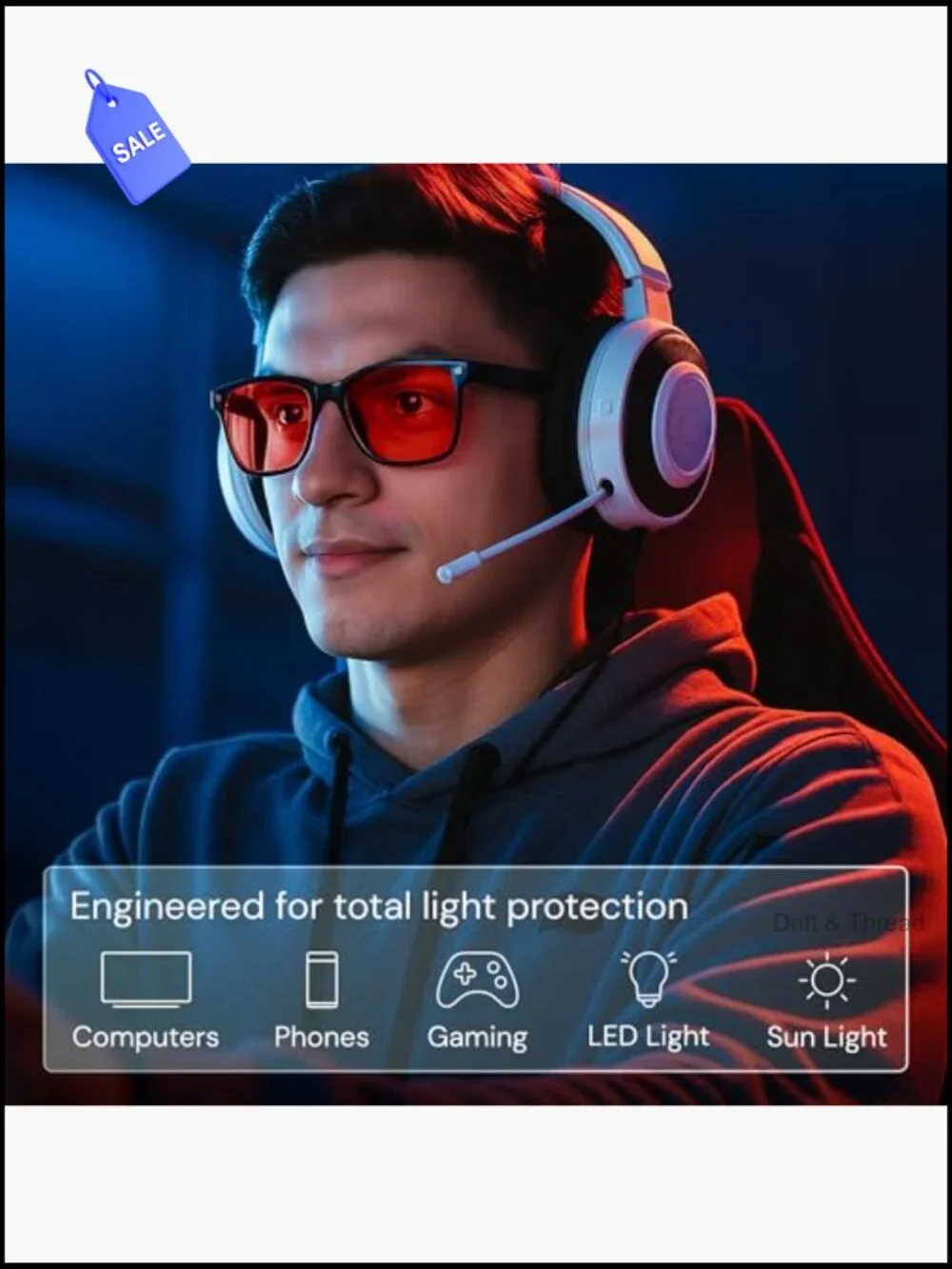 Blue Light Blocking Gaming Glasses TR90 Frame Anti Glare Computer UV Protection